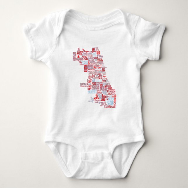 Chicago Neighbourhood Map Baby Bodysuit (Front)