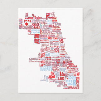 Chicago Neighbourhood Map Postcard