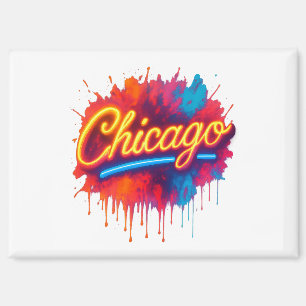 Chicago Neon Street Art Splash magnet