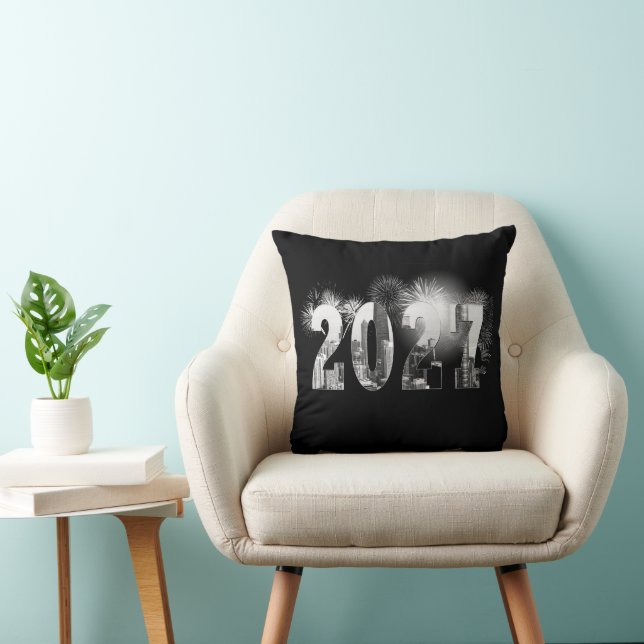 Chicago New Year 2027 with Fireworks Cushion (Chair)