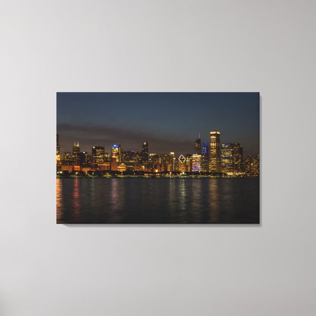 Chicago Night Cityscape Canvas Print (Front)