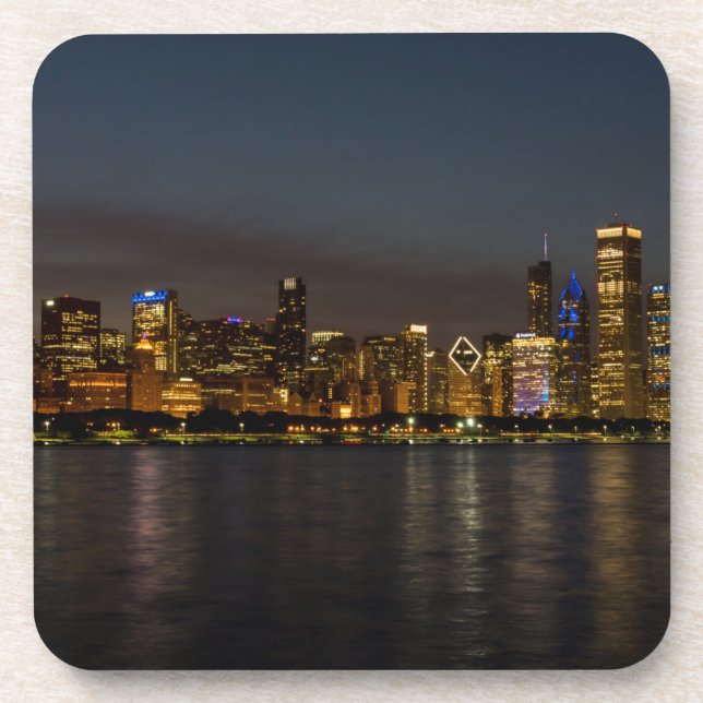 Chicago Night Cityscape Coaster (Front)