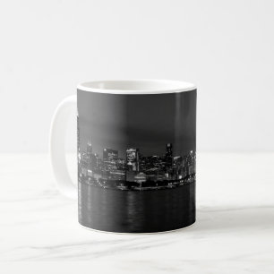 Chicago Night Cityscape Grayscale Coffee Mug