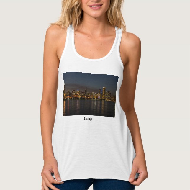 Chicago Night Cityscape Tank Top (Front)