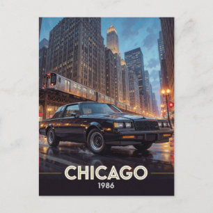 Chicago Night Road Culture 1986 Illinois Postcard