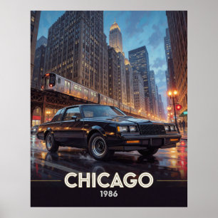 Chicago Night Road Culture 1986 Illinois Poster
