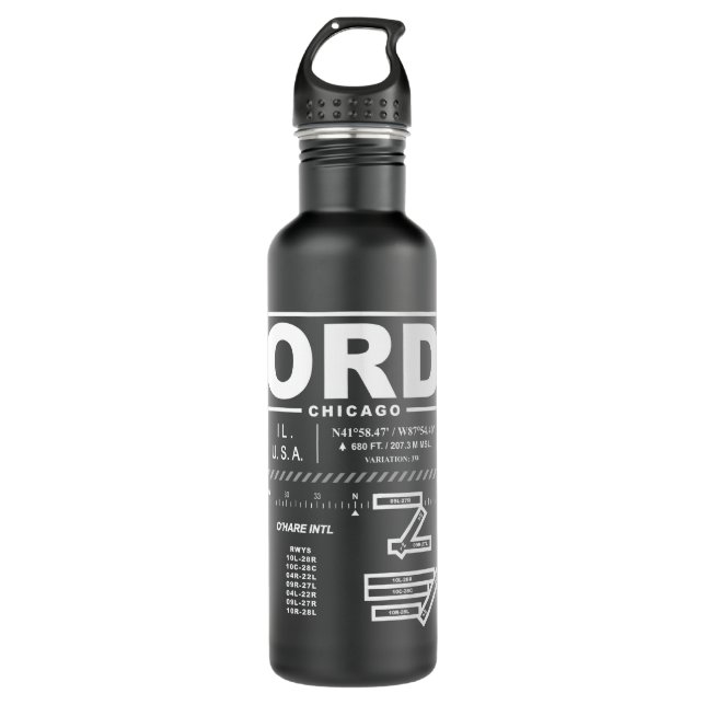 Chicago O'Hare International Airport ORD 710 Ml Water Bottle (Front)