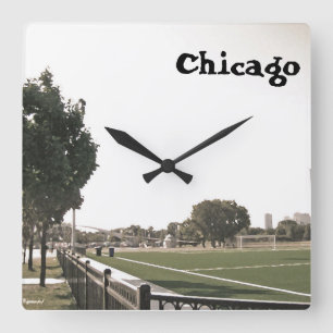 Chicago Park in Paint Daubs Square Wall Clock