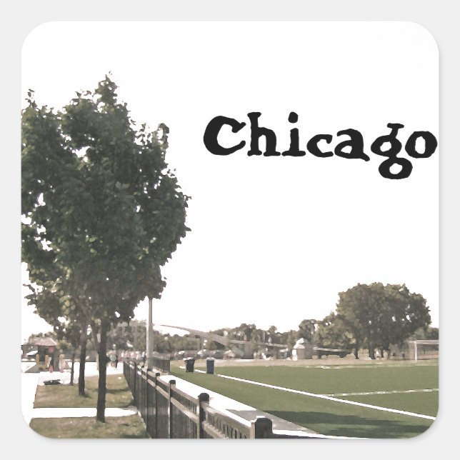 Chicago Park in Sepia Tones Square Sticker (Front)