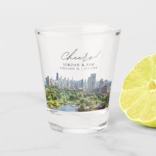 Chicago Photo Wedding Favour Cheers Shot Glass