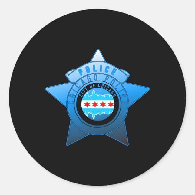 Chicago Police Cpd Chicago Flag And Police Badge Classic Round Sticker (Front)