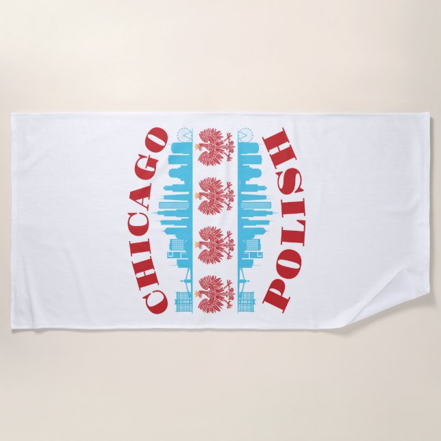 Chicago Polish Poland Heritage Pride Beach Towel (Front)