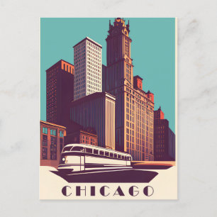 Chicago, Public Transport, Travel Postcard