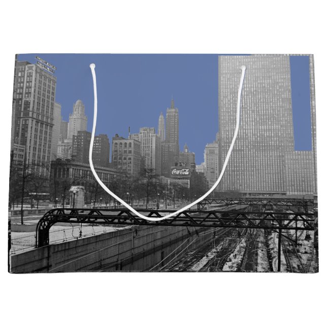 Chicago Rail Yards 1960's Michican Avenue Large Gift Bag (Front)