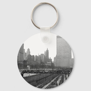Chicago Rail Yards Michigan Avenue 1960's Photo Key Ring