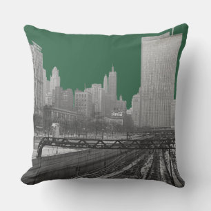 Chicago Rail Yards Michigan Avenue 1960's Photo Outdoor Cushion