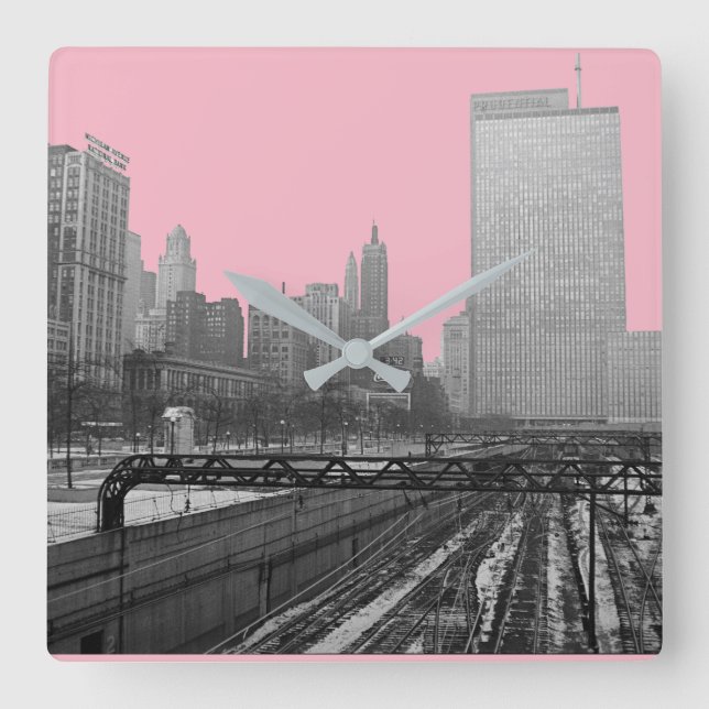 Chicago Rail yards railroad loop downtown Square Wall Clock (Front)