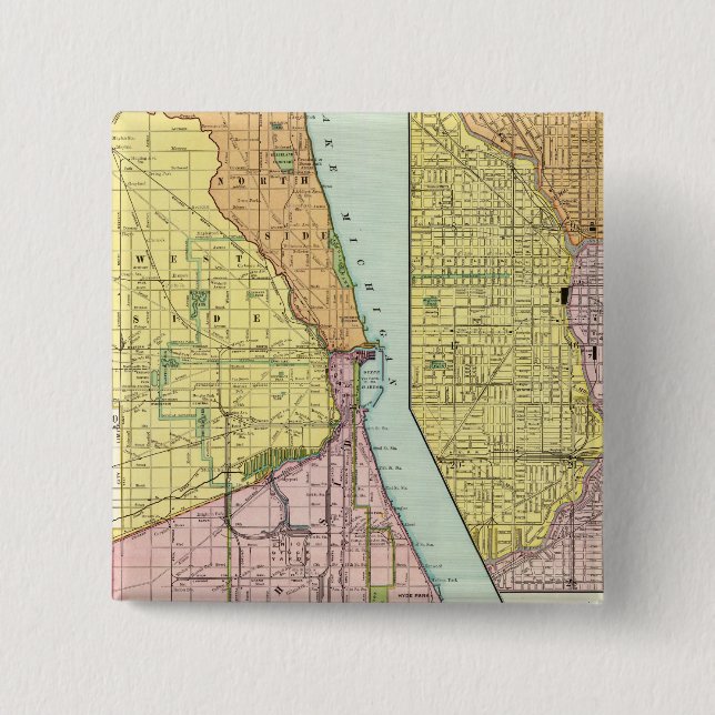 Chicago Railway Terminal Map 15 Cm Square Badge (Front)