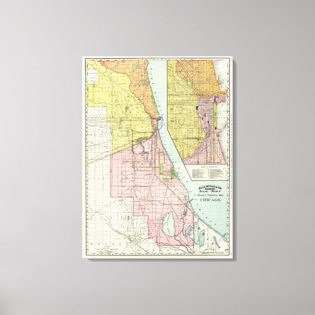 Chicago Railway Terminal Map Canvas Print (Front)