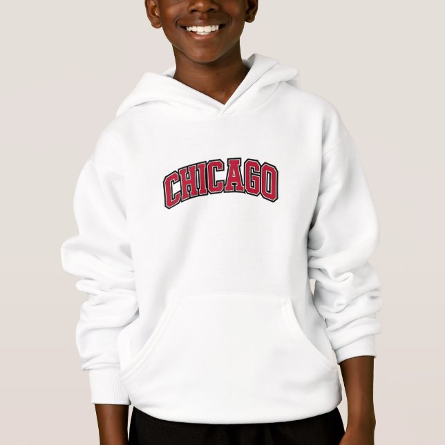 Chicago Red Block Varsity Style Text Design (Front)