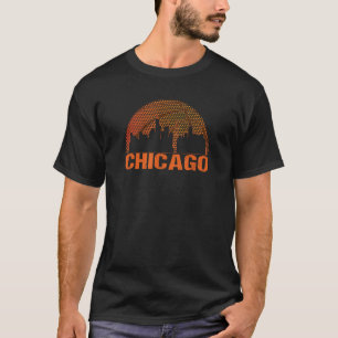Chicago Retro Skyline Basketball Design T-Shirt