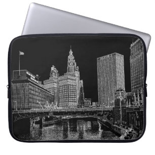 Chicago River 1967 Wrigley Building Sun Times Bldg Laptop Sleeve