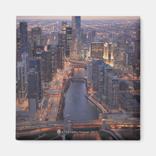 Chicago River and Trump Tower from above Magnet