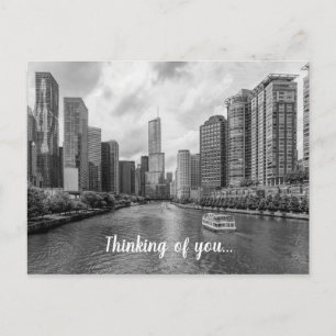 Chicago River And Trump Tower Grayscale PostCard