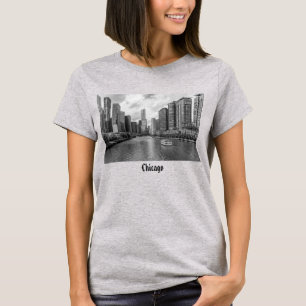 Chicago River And Trump Tower Grayscale T-Shirt