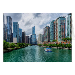 Chicago River and Trump Tower Greeting Card