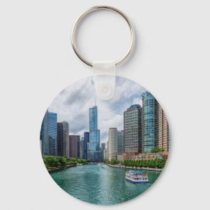 Chicago River and Trump Tower Key Ring
