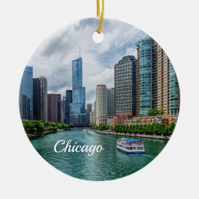 Chicago River and Trump Tower Ornament (Front)