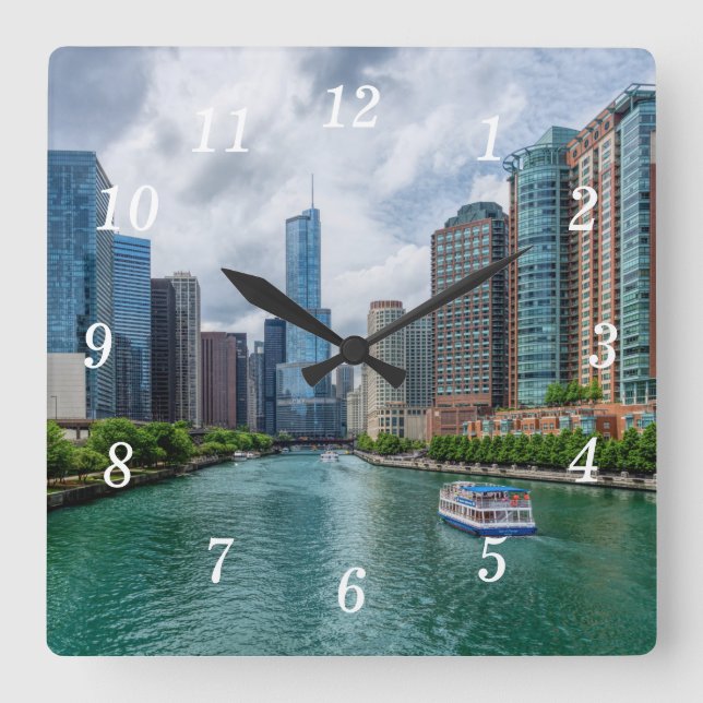 Chicago River and Trump Tower Wall Clock (Front)