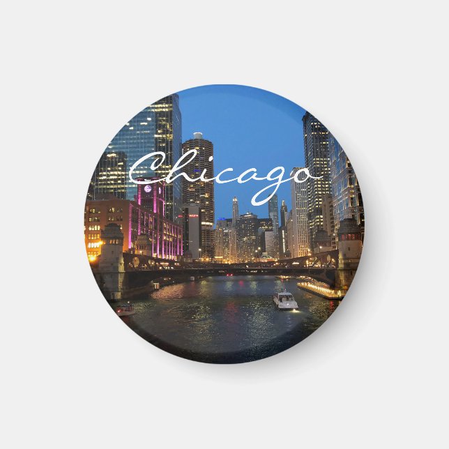 Chicago River at Night Magnet (Front)