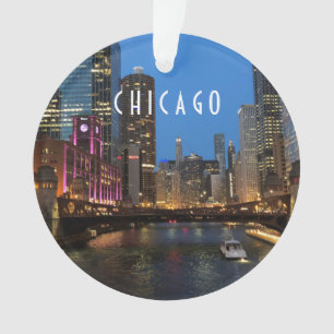 Chicago River at Night Ornament