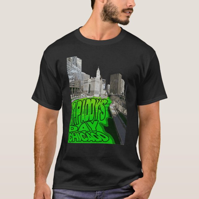 Chicago River Dyed Green Tradition St Patricks Day T-Shirt (Front)