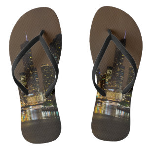 Chicago River Night Storm Jandals
