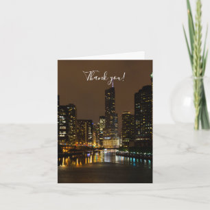 Chicago River Night Storm Thank You Card