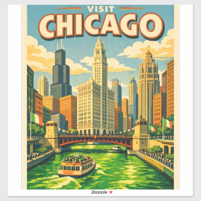 Chicago River Saint Patricks day postcard (Sheet)