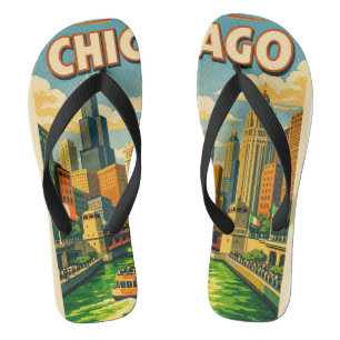 Chicago River Saint Patricks day postcard Jandals