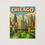 Chicago River Saint Patricks day postcard Jigsaw Puzzle<br><div class="desc">The Chicago river dyed green on Saint Patricks Day</div>