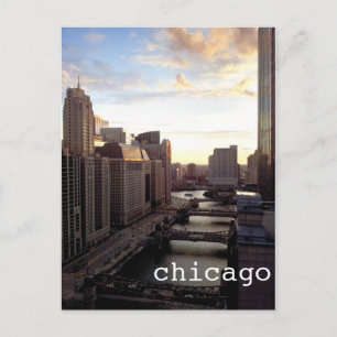 Chicago River View from Marina City Postcard