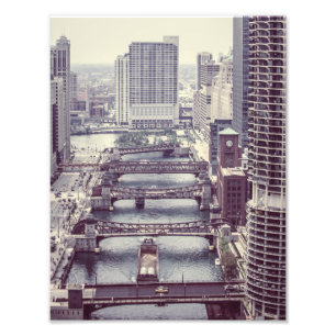 Chicago River Wacker Drive, Chicago, Illinois Photo Print