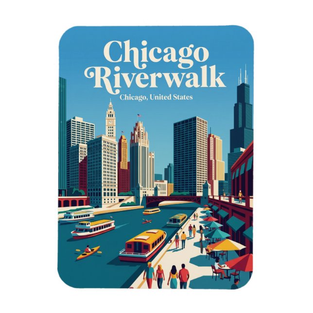 Chicago Riverwalk Illinois Magnet (Vertical)