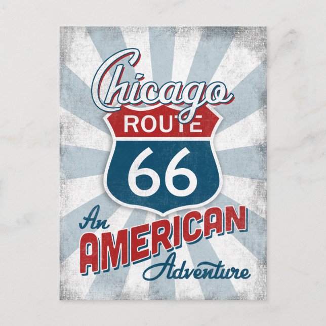 Chicago Route 66 Vintage America Illinois Postcard (Front)