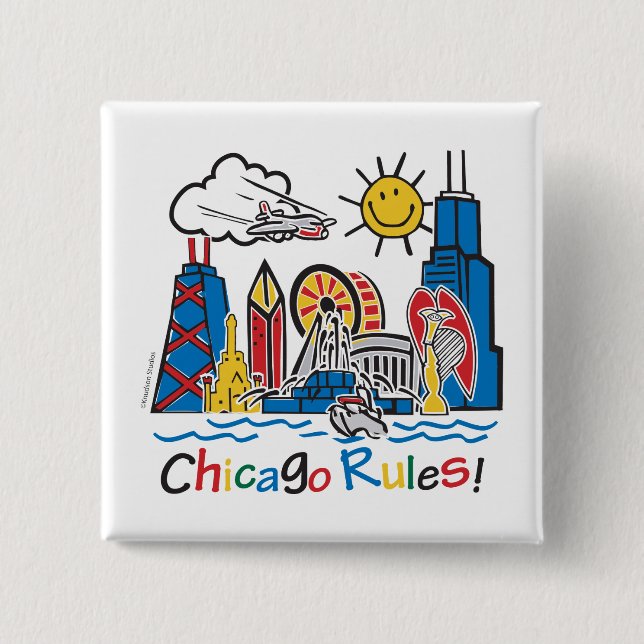 Chicago Rules 15 Cm Square Badge (Front)