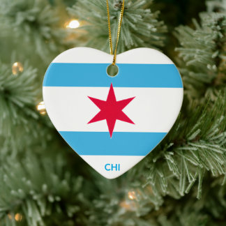 Chicago Six Pointed Star Ceramic Tree Decoration