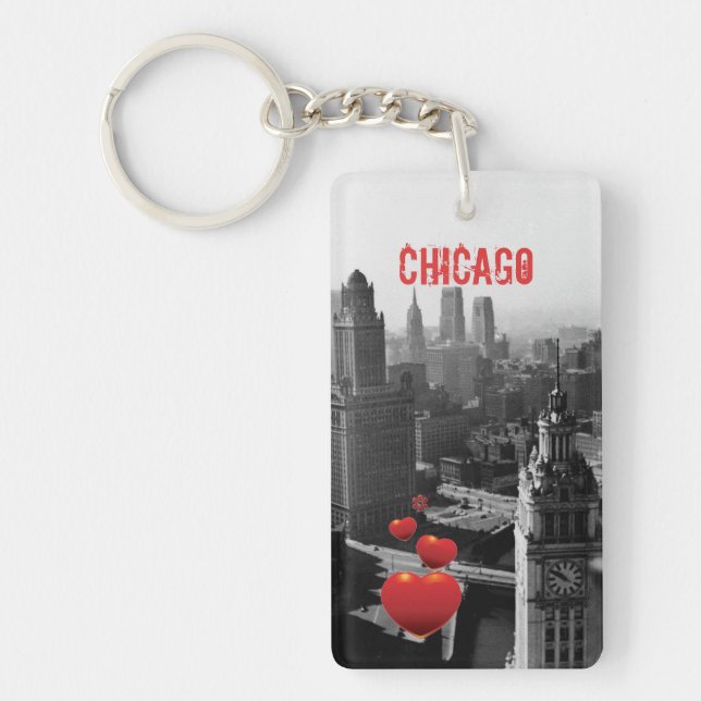 Chicago Skyline1930's from Above view Photograph Key Ring (Front)