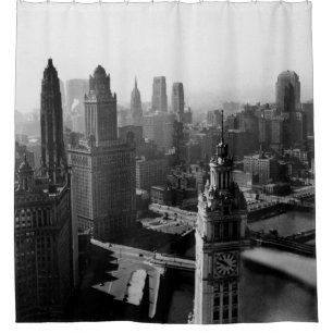 Chicago Skyline1930's from Above view Photograph Shower Curtain
