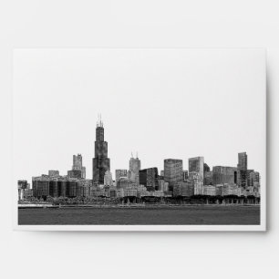 Chicago Skyline 01 Etched White A7 5x7 Envelope